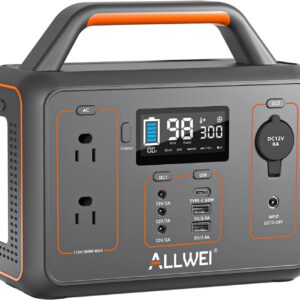 ALLWEI Portable Power Station 300W(Surge 600W), 280Wh Solar Generator with 120V AC Outlet, 78000mAh Backup Lithium Battery Generator for CPAP Outdoor RV Camping Emergency Home Use