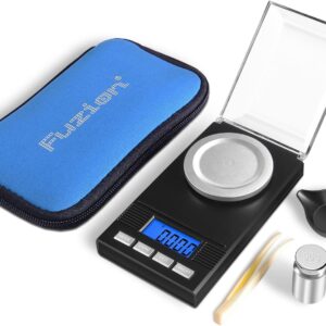 Fuzion Milligram Scale 50g/0.001g, Portable Jewelry Scale .001 Gram Accuracy, Mg Scale, Powder Scale, Microgram Scale, Milligram Scale for Powder Medicine with Tray/Tweezers/Calibration Weight