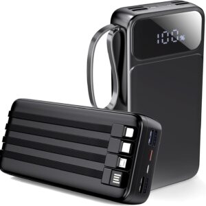 Portable Charger Power Bank 50000mAh- 7 Outputs & 3 Inputs USB-C 22.5W Fast Charging Battery Pack with Built-in Cables and Ports Compatible with Most of Cellphones and Devices, for Travel Camping