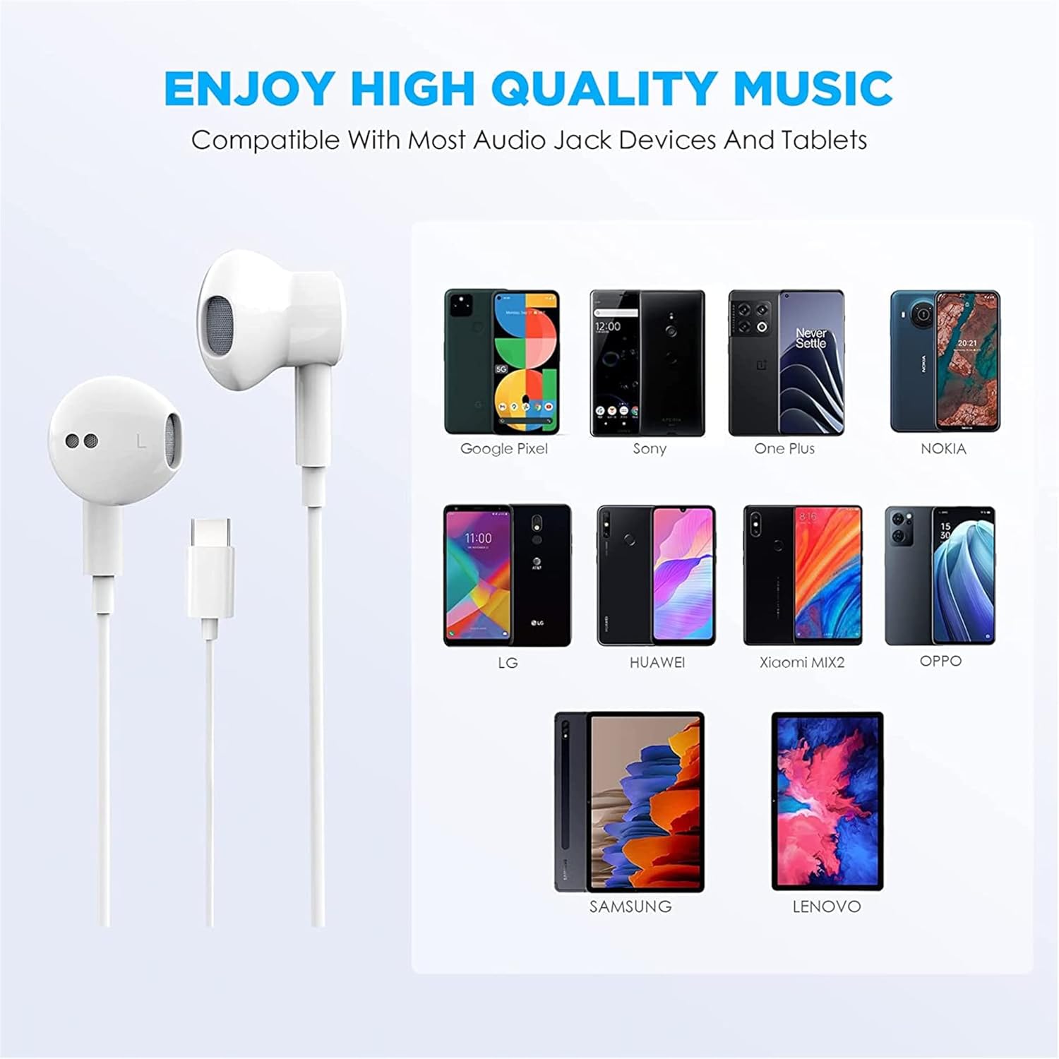 2 Pack-USB C Headphones for iPhone 15 Earbuds USB C Wired Earphones with Mic & Remote Control Noise Cancelling for iPhone 16 pro, iPad Pro, Galaxy S23/S22/S21/S20/Ultra Note 10/20, Pixel 7/6/6a/5/4 - Image 6