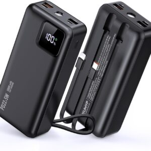 Power Bank Fast Charging with Built in Cables,LED Display 50000mAh Portable Charger,22.5w USB C in&out Battery Pack,Huge Capacity External Battery Phone Charger for iPhone Samsung iPad Camping etc.