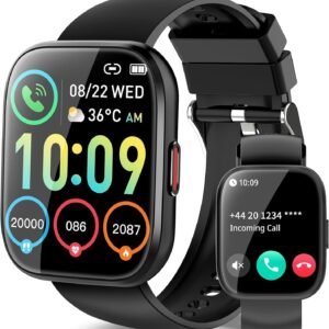 Smart Watch, Fitness Tracker with Dail Calls Speaker, 1.85" TFT-Touch Screen Smartwatch, 112 Sport Modes Activity Tracker with Heart Rate Monitor, IP68 Waterproof, Pedometer Watch for Women Men