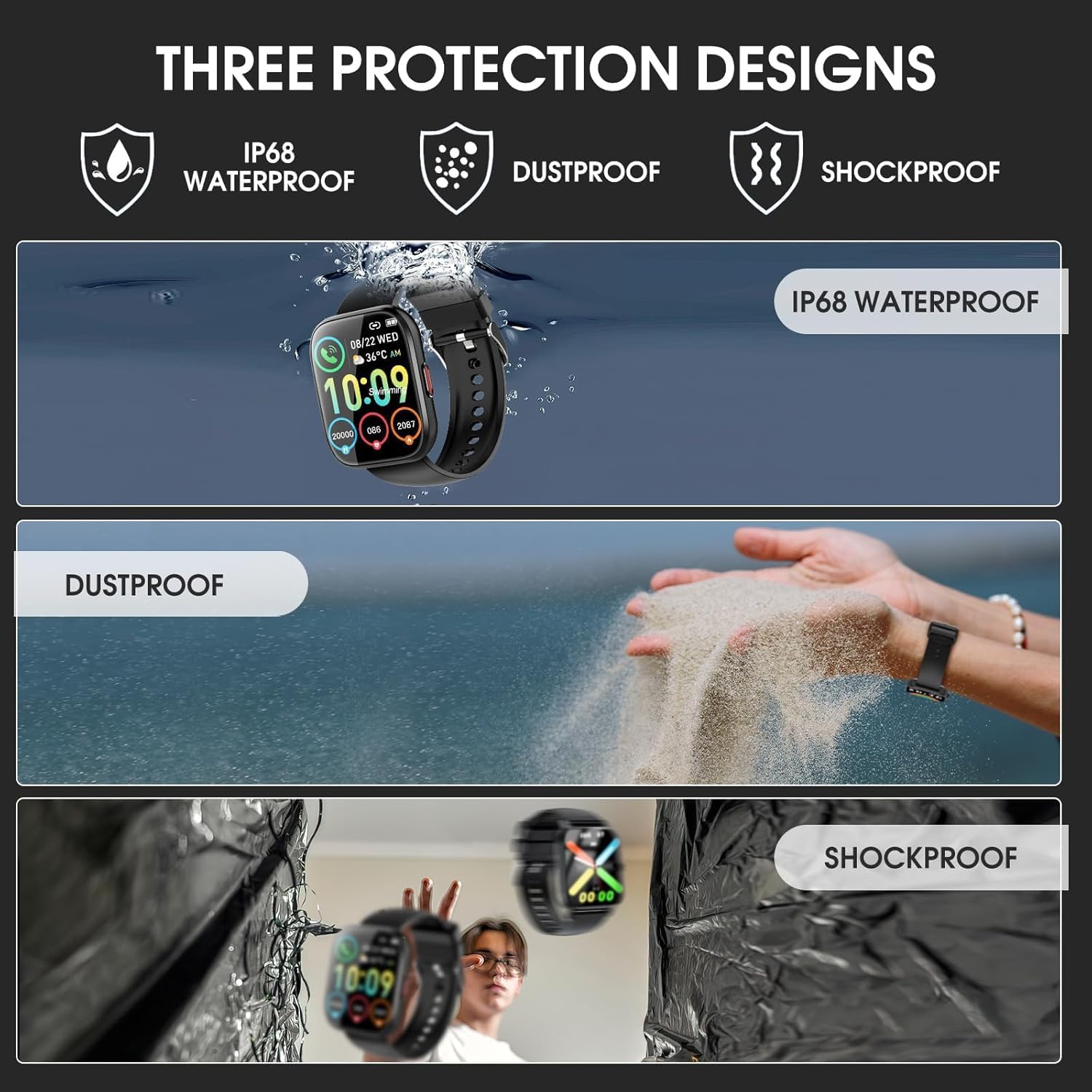 Smart Watch, Fitness Tracker with Dail Calls Speaker, 1.85" TFT-Touch Screen Smartwatch, 112 Sport Modes Activity Tracker with Heart Rate Monitor, IP68 Waterproof, Pedometer Watch for Women Men - Image 5