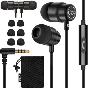 UliX Rider Wired Earbuds in-Ear Headphones, Earphones with Microphone, 5 Years Warranty, with Anti-Tangle Cable, Ear Buds for iPhone, iPad, Samsung, School Students, Kids, Women, Small Ears