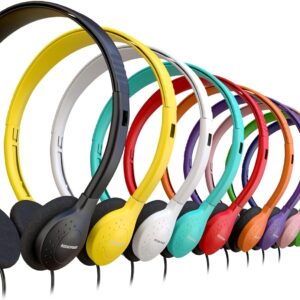 10 Pack Bulk Headphones, Wired Headphones for Kids, Teens, Adults, Affordable On-Ear with 3.5mm Plug, Perfect for Schools, Classrooms, Libraries, Museums, Multipack for Wholesale, Multi Color