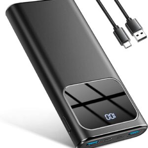 Portable Charger, Power Bank 10000mAh with PD 15w Fast Charging, 4 Outputs 3 Inputs with Built in Type-C, USB-A Battery Pack, Compatible with iPhone 16 15 14 Pro Samsung S22 S21 Android Cell Phone etc