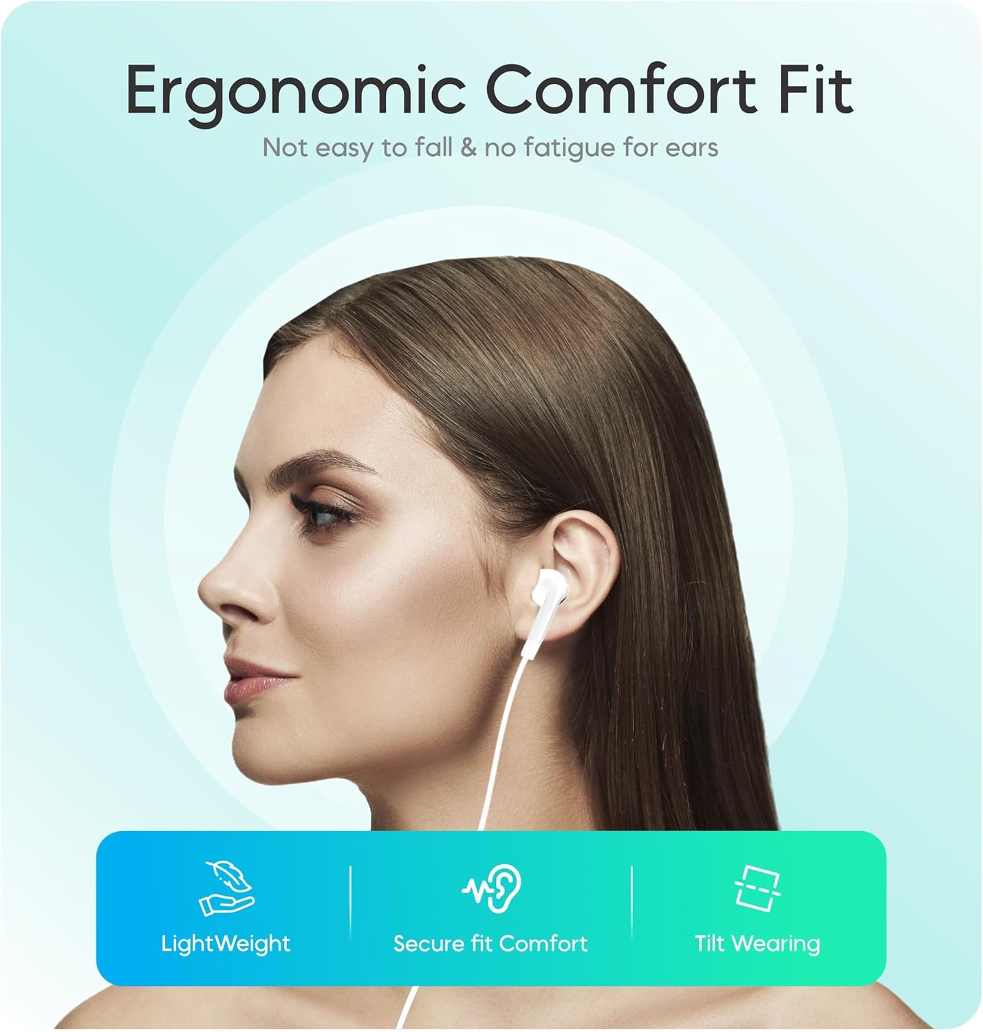 Wired Earbuds with Mic, Earphones Ear Buds Wired Plug in Earbuds Noise Cancelling Earbuds Wired, in Ear Headphones Wired Ear Buds, Aux Headphones Wired Earphones with Cord Snow White - Image 5