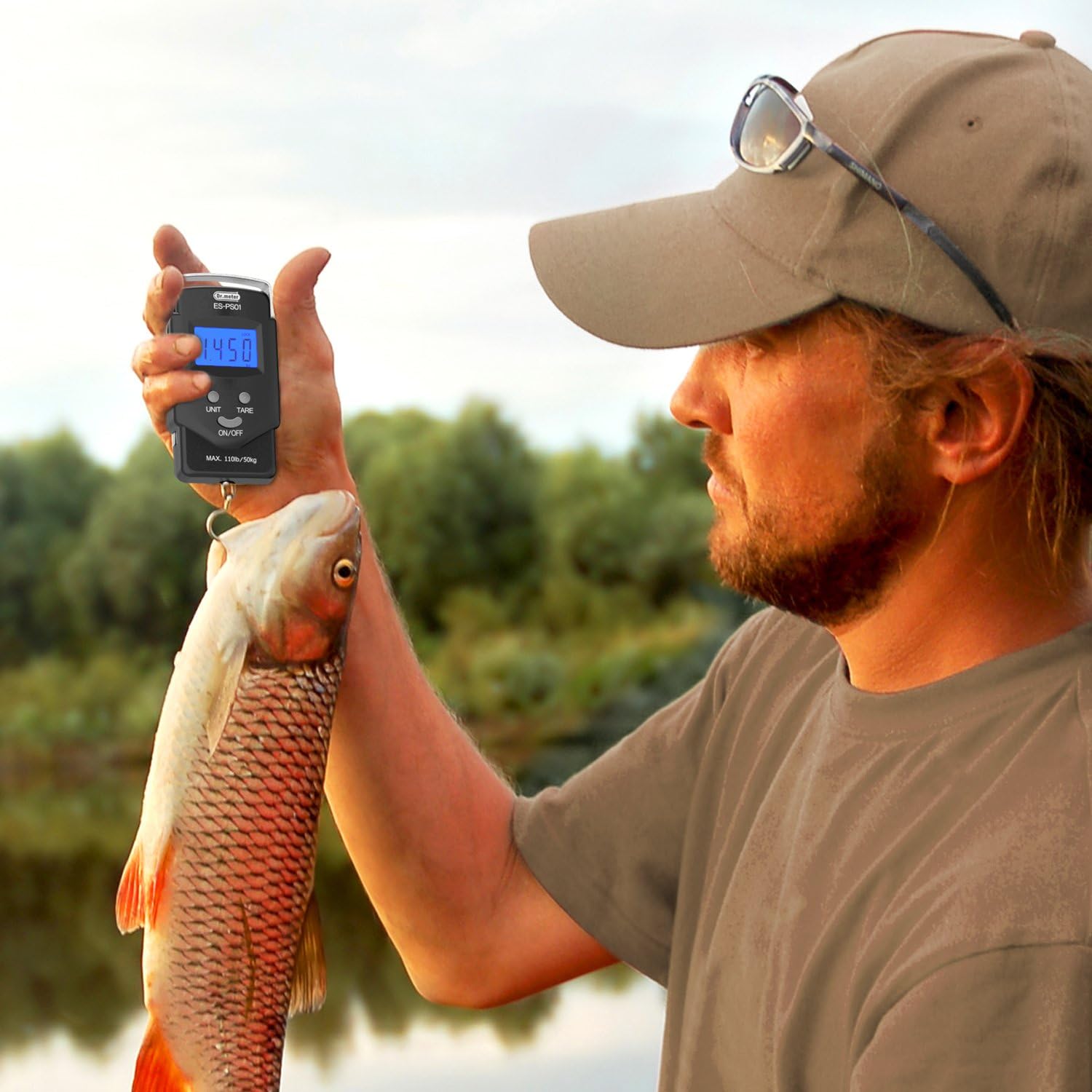 Dr.meter Fish Scale - PS01 110lb/50kg Backlit LCD Display Digital Scale with Built-in Measuring Tape - Fishing Scale with 2 AAA Batteries, Pocket Size - Fishing Gifts for Men - Image 6