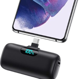 Mini Portable Charger 5000mAh Power Bank,15W PD USB C Cell Phone Portable Power,LCD Display Battery Pack Compatible With iPhone 16/15/15 Plus/15 Pro/15 Pro Max/Android/Samsung/Moto/LG(Type-C Only)