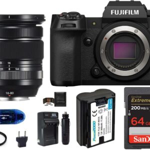 Fujifilm X-H2S Digital Camera with XF 16-80mm f/4 R OIS WR Lens Bundle, Includes: SanDisk 64GB Extreme PRO SDXC Memory Card, Spare Battery and More (8 Items)