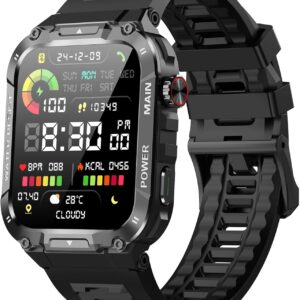 Military Smart Watch for Men with Call Function,Fitness Smartwatch for Android Phones and iPhone,Waterproof Fitness Tracker with Blood Oxygen/Heart Rate/Sleep/100+ Sport Modes, Watches for Men