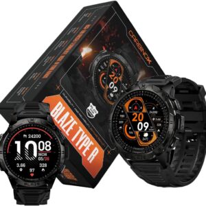 CARBINOX Blaze Smart Watch with GPS (Sport Mode), Rugged Fitness Tracker Waterproof IP69K, Compatible with Android and iOS, 170+ Sports Modes, Gorilla Glass Screen, Make/Receive Calls (Round)