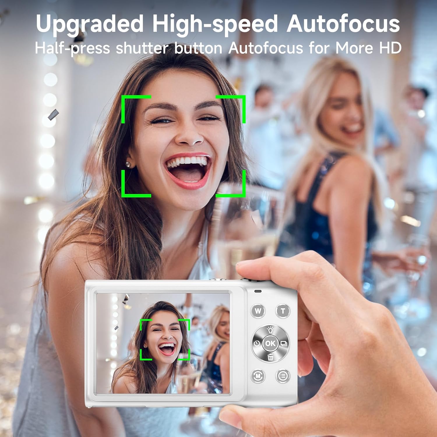 Digital Camera, Autofocus 48MP UHD 4K Vlogging Camera 16X Digital Zoom, Portable Compact Point and Shoot Digital Camera for Teens Adult Beginner with 32GB Card, 2 Batteries, Lanyard(White) - Image 2