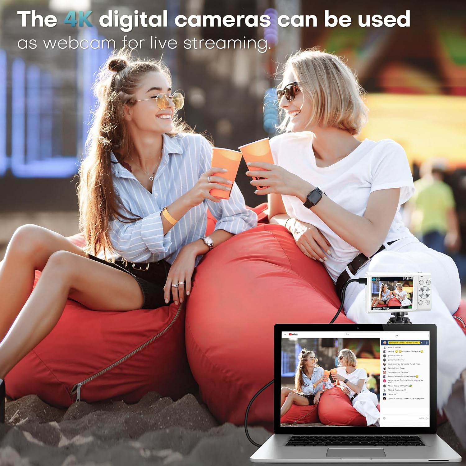 Digital Camera, Autofocus UHD 4K Vlogging Camera with 32GB Card, 48MP 16X Digital Zoom Digital Camera, Anti-Shake Portable YouTube Compact Point Shoot Camera for Teens Adult Beginner(White) - Image 7