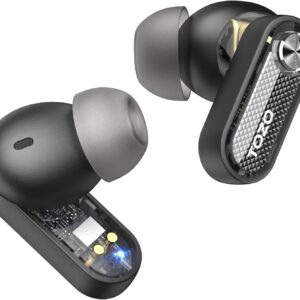 TOZO Hybrid Active Noise Cancelling Wireless Earbuds, 10mm Drivers Deep Bass Stereo Sound, 4 Mics Smart ENC AI Calls, 32 EQ Customization via App, Bluetooth 5.4 Headphones, Crystal Case Design