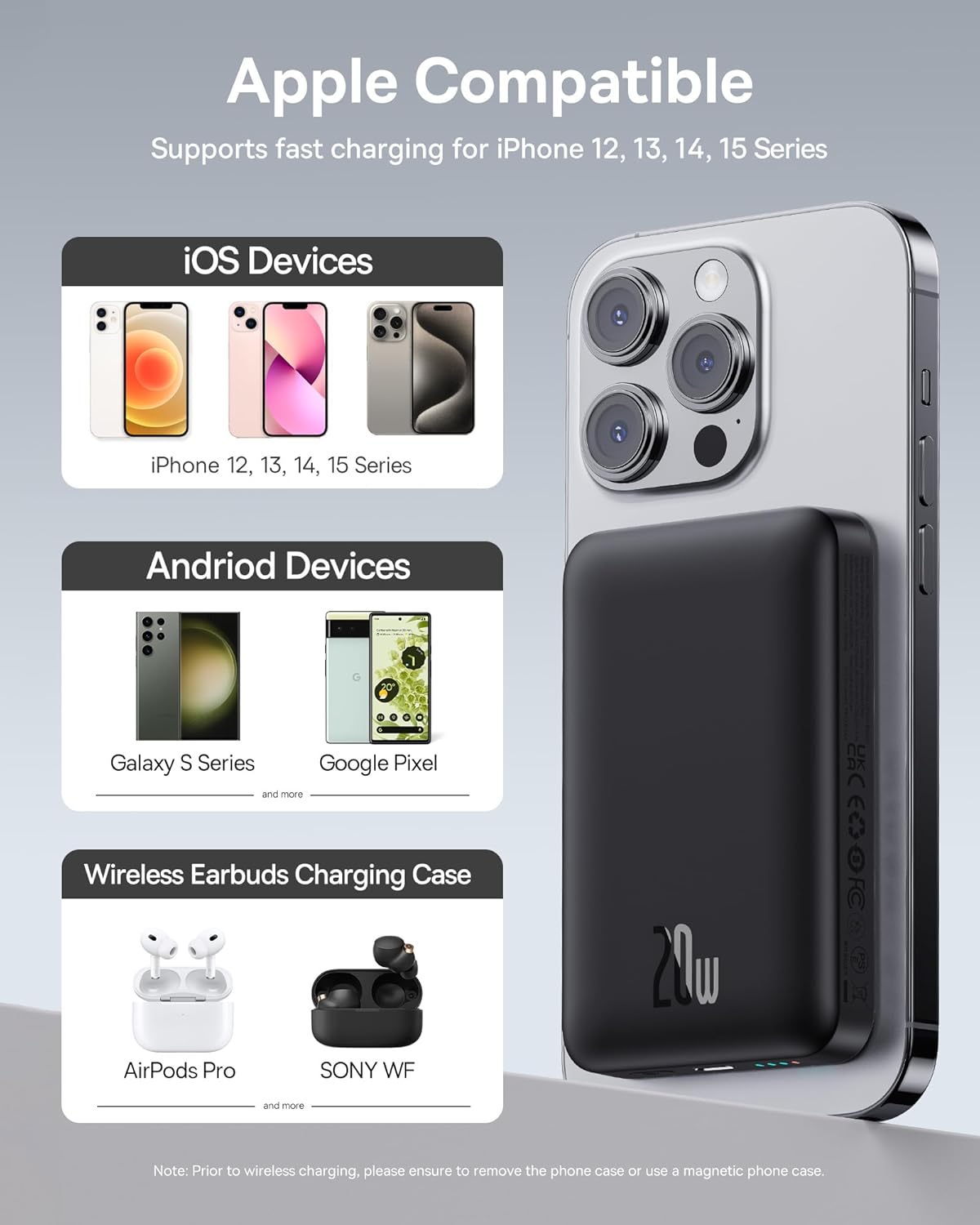 Baseus for MagSafe Portable Charger,10000mAh Wireless Magnetic Power Bank with Type-C Cable 20W PD Charging, Slim Phone Battery Pack for iPhone 16/16 Pro/16 Pro Max, iPhone 15/14/13/12 Series -(Black) - Image 8