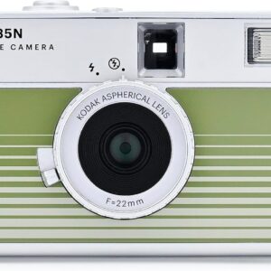KODAK EKTAR H35N Half Frame Film Camera, 35mm, Reusable, Focus-Free, Bulb Function, Built-in Star Filter, Coated Improved Lens (Film & AAA Battery are not Included) (Striped Green)