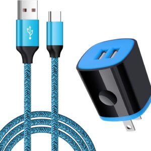 Type C Wall Charger Block Fast Charging Cable for Samsung Galaxy S24 S23 S22 S21 FE S20 Ultra Note 20 A03s A11 A12 A14 A52 A32 A10E A51 A71 A01 A21 A20 A50 A23, USB Wall Plug Adapter, Type C USB Cable