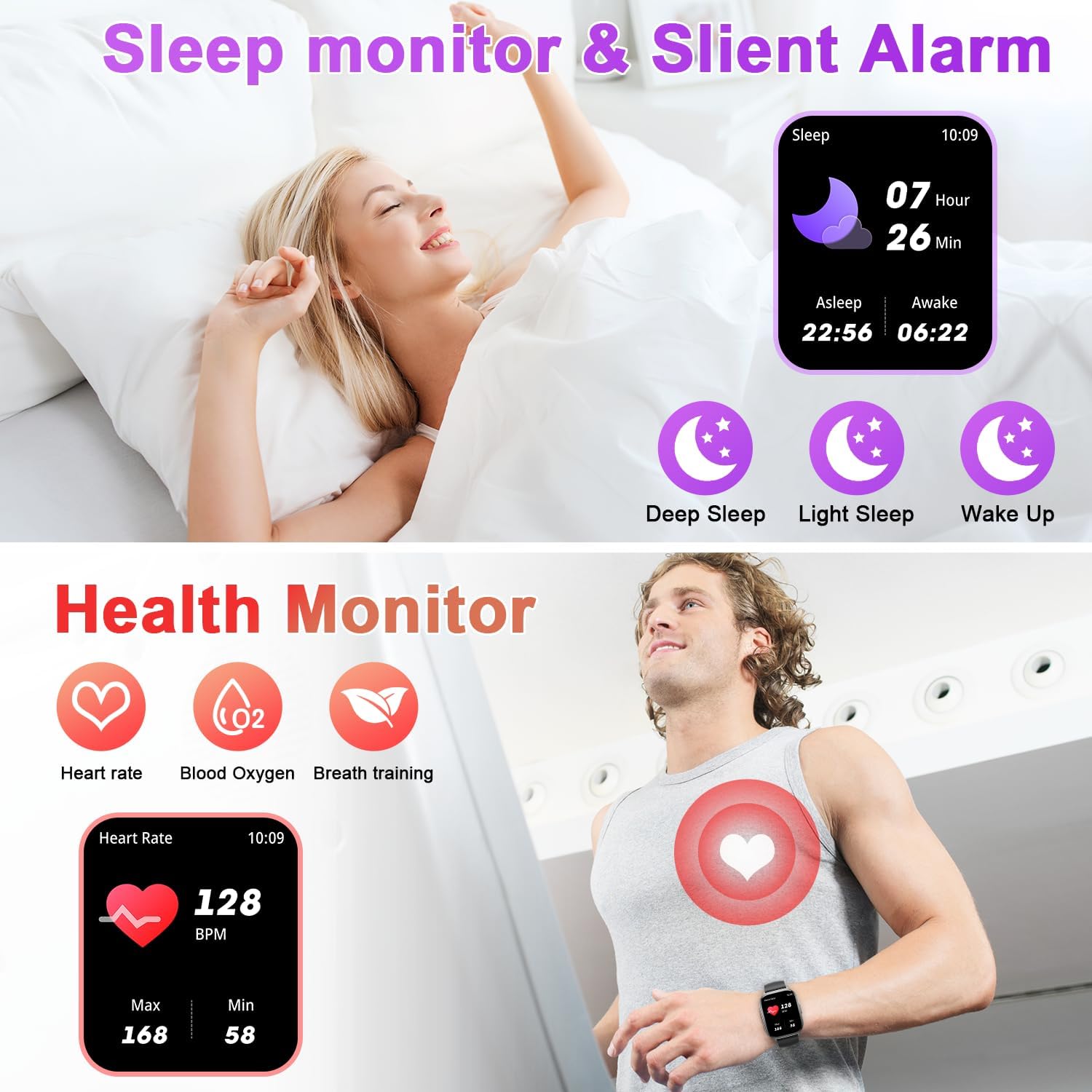 Smart Watch for Men Women Fitness: Make/Answer Call Smart Watches for Men Digital Mens Watches Running Waterproof Smartwatch Android Phones iPhone Samsung Compatible Heart Rate Monitor Step Tracker - Image 3