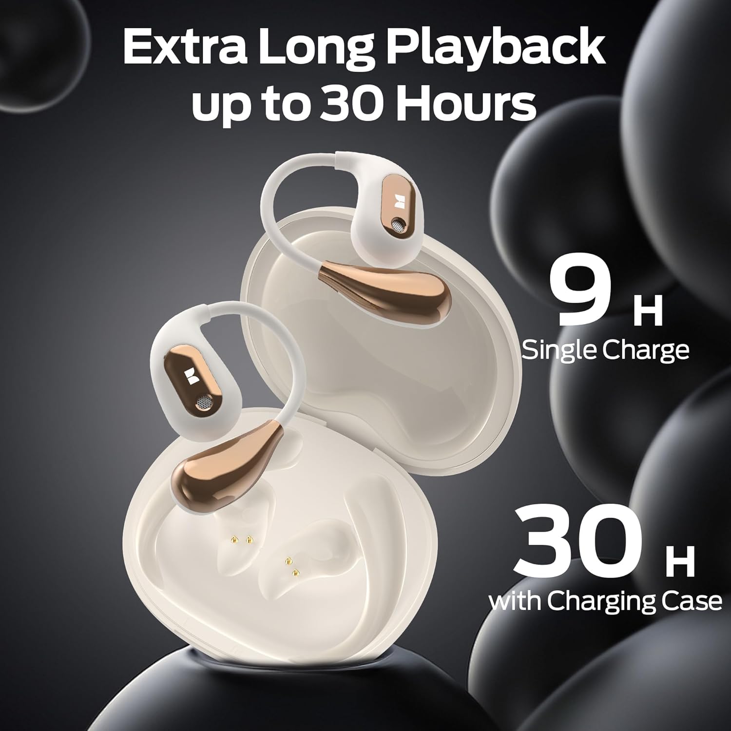 Monster Open Ear AC210 Headphones, Bluetooth 5.4 Earphones Stereo Sound, Wireless Headphones 30 Hours Playback, Type-C Charging, HD Clear Calls, Touch Control, IPX5 Waterproof Open Ear Earbuds,White - Image 6