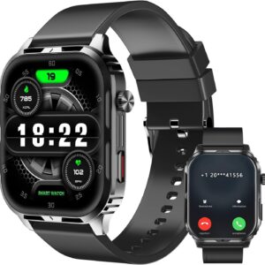 Smart Watch for Men Women with 2.1" HD Screen Military Watches, Call & Text for Android iOS, Heart Rate & Activity Tracker, IP68 Waterproof, 100 Sport Modes