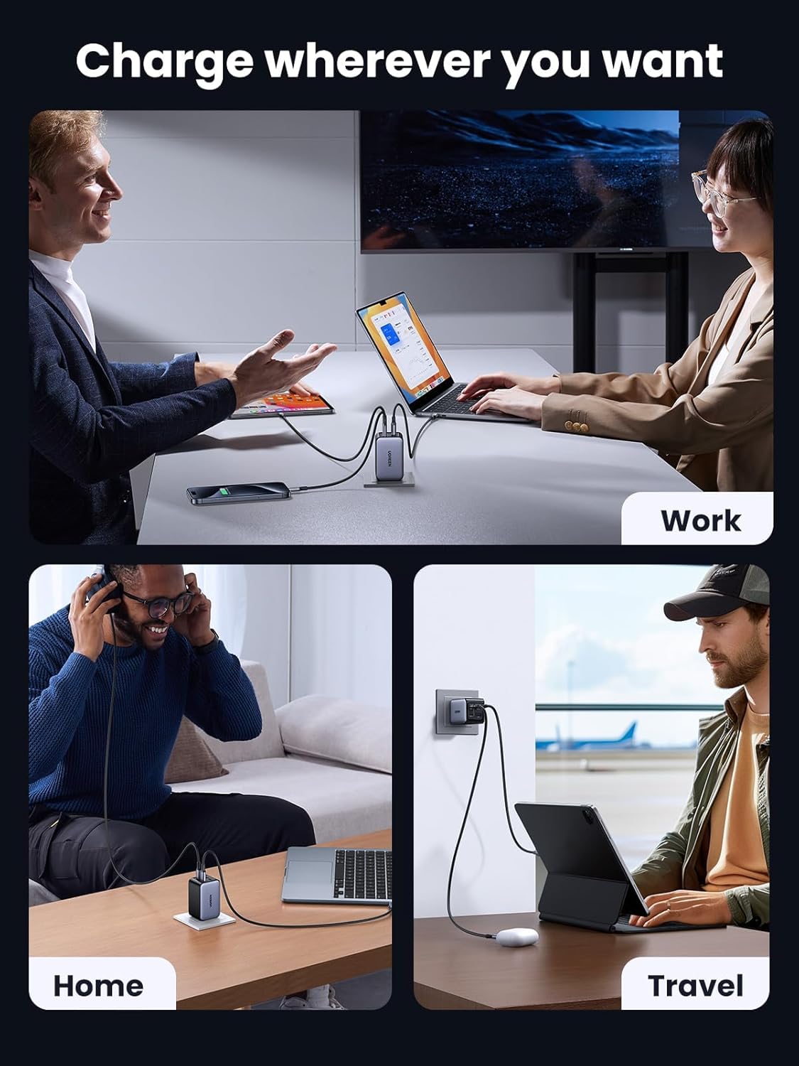 UGREEN 65W USB C Charger Block, Nexode 4-Port GaN Charger Type C Charger Fast Charging Wall Charger Compatible with MacBook Pro/Air, iPhone 16/15/14, iPad Pro, Galaxy S24/S23, Pixel 8, Steam Deck - Image 6