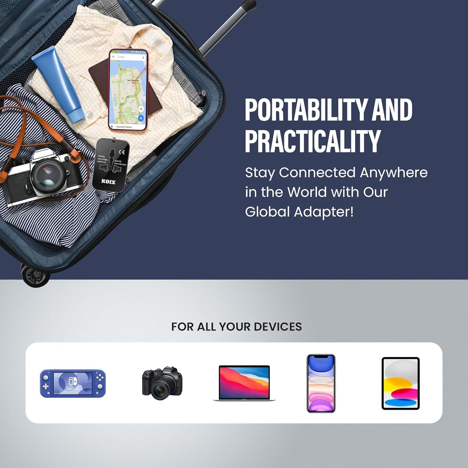 Universal Travel Adapter - All-in-one Worldwide Plug Adapter & Converter for Travels - International Power Adapter - USB and USB C Ports - Universal Charger - Compatible with Apple Devices - Image 3