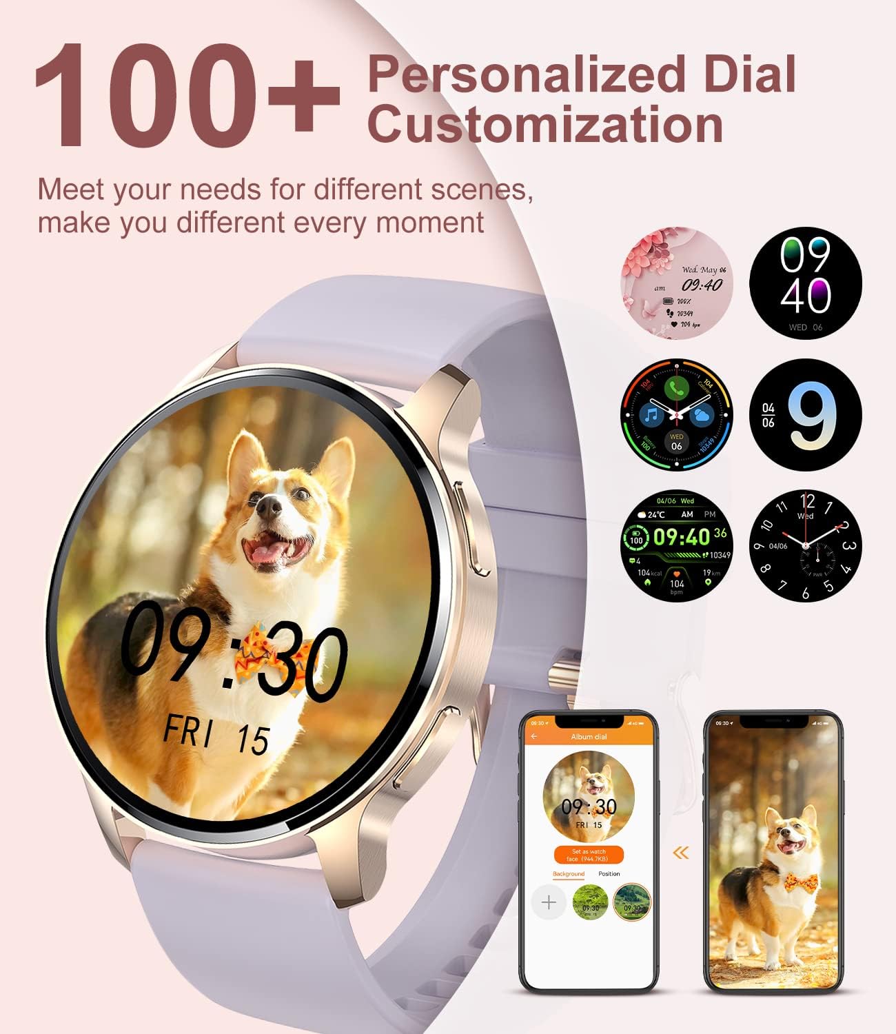 Smart Watches for Women(Answer/Make Call),1.32" HD Ladies Smartwatch with AI Voice Control,20 Sport Modes,Calorie,Heart Rate/Blood Pressure/Sleep Tracker Womens Smart Watch for Android,iOS Purple - Image 5