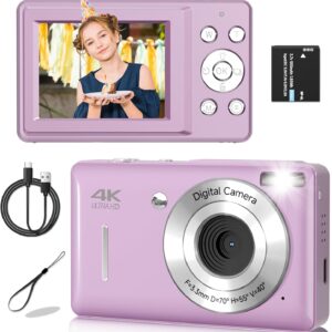 Digital Camera, FHD 1080P Digital Camera for Kids, Vintage Digital Camera with 16X Zoom, Face Detect, Smile Capture, Anti Shake, Compact Point and Shoot Camera Small Camera for Teens Purple
