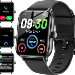 Smart Watches for Men Android & iPhone, Alexa Built-in, Fitness Tracker with Answer/Make Calls, IP68 Waterproof Fitness Watch,Heart Rate, Sleep, SpO2 Monitor,Smartwatch for Android iOS (Black, 1.8)