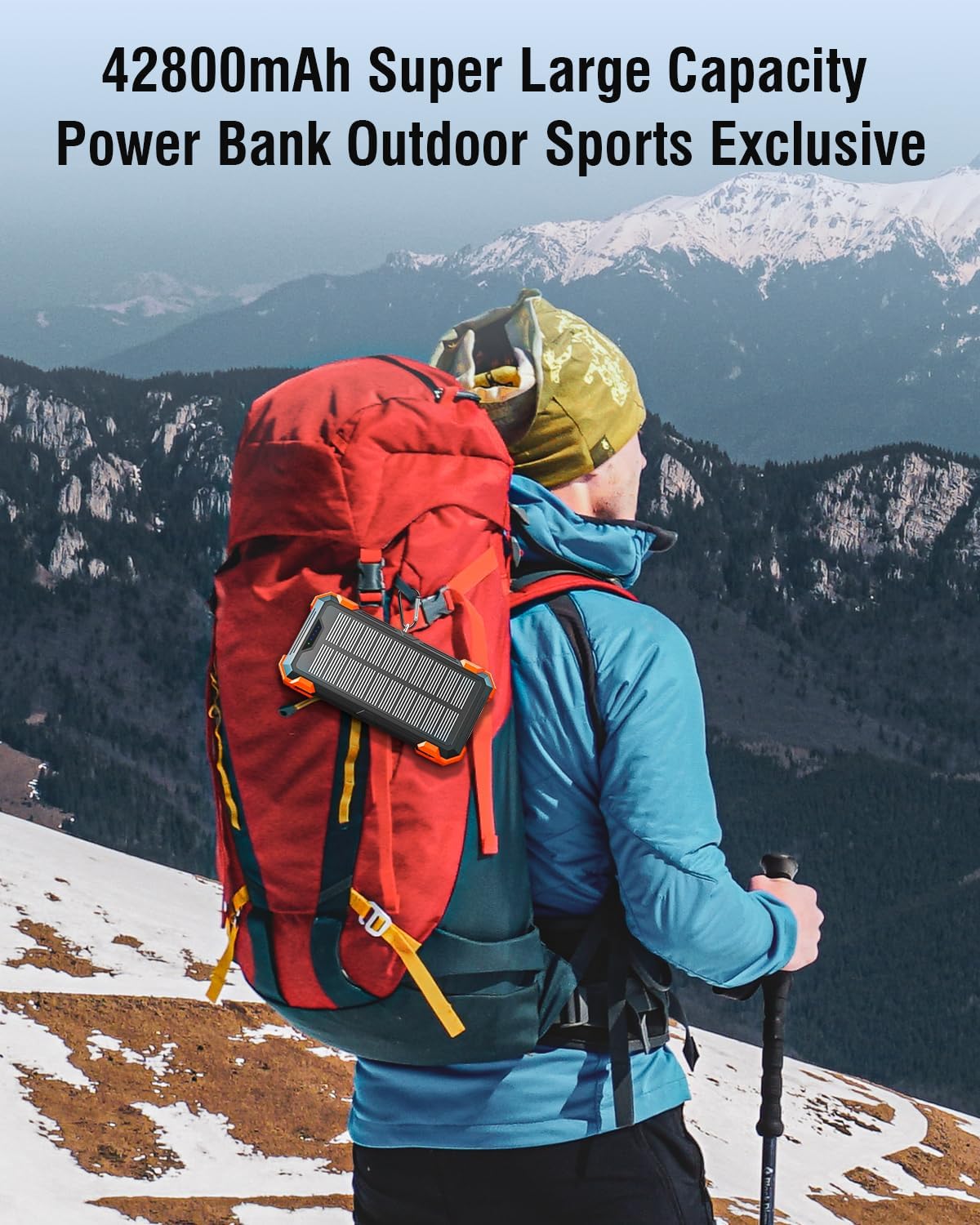 Solar Charger Power Bank, 42800mAh Wireless Portable Charger with USB-C in/Output, QC3.0 Fast Charging 15W 4 Ports Outdoor Battery Pack Built-in Dual Led Flashlights for iPhone Samsung etc - Image 7