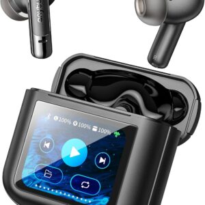 Vivid Wireless Earbuds, Active Noise Cancelling Earbuds with 1.75" Touch Screen, Bluetooth 5.3 Ear Buds with 47H Long Playtime, IPX4 Water-Resistant, 2 Mics for Clear Calls, 6 EQ Presets
