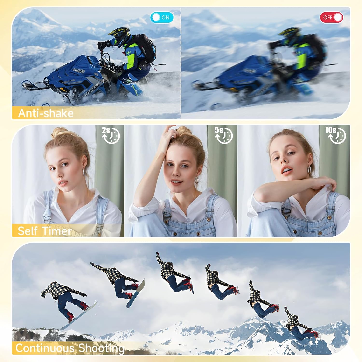 Digital Camera, Autofocus 48MP UHD 4K Vlogging Camera 16X Digital Zoom, Portable Compact Point and Shoot Digital Camera for Teens Adult Beginner with 32GB Card, 2 Batteries, Lanyard(White) - Image 6