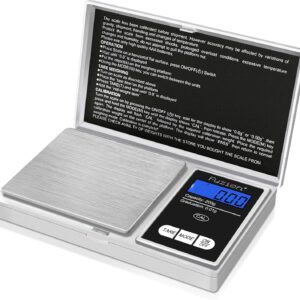 Fuzion Digital Gram Scale, 200g/0.01g Mini Jewelry Scale, Pocket Scale, Herb Scale Gram and Ounce, Portable Travel Food Scale .01 gram Accuracy with LCD Display, Stainless Steel, Tare