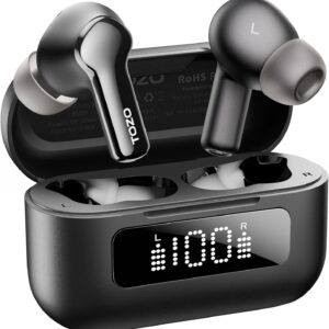 TOZO Hybrid Active Noise Cancelling Wireless Earbuds with 6 Mics AI Clear Call Ear Buds 55H Playtime with LED Display 32 Preset EQs via APP Bluetooth 5.3 IPX8 Waterproof in Ear Headphones