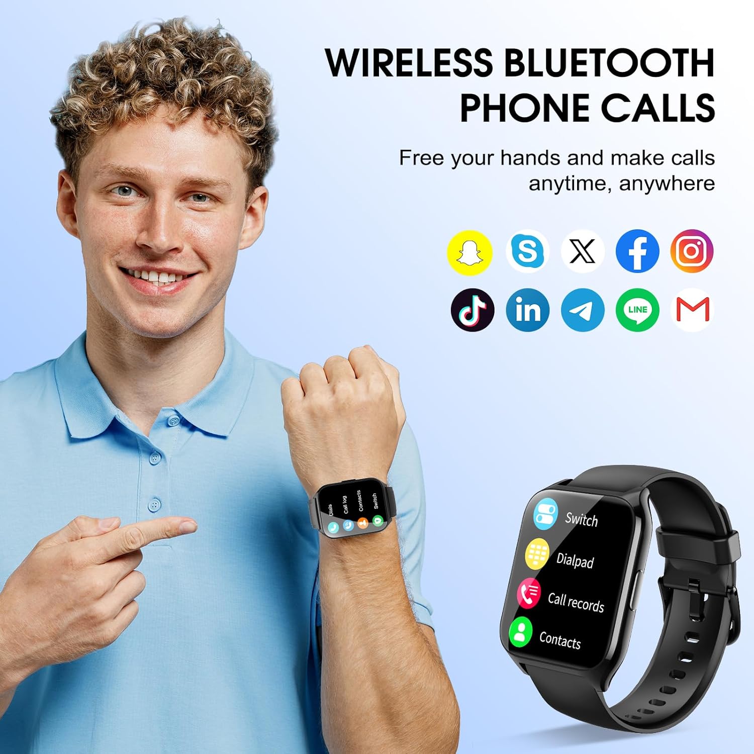 Smart Watch for Men Women(Answer/Make Calls), 1.85" HD Touch Screen Fitness Watch with Sleep Heart Rate Monitor, 112 Sports Modes, IP68 Waterproof Activity Trackers Compatible with Android iOS, Black - Image 2