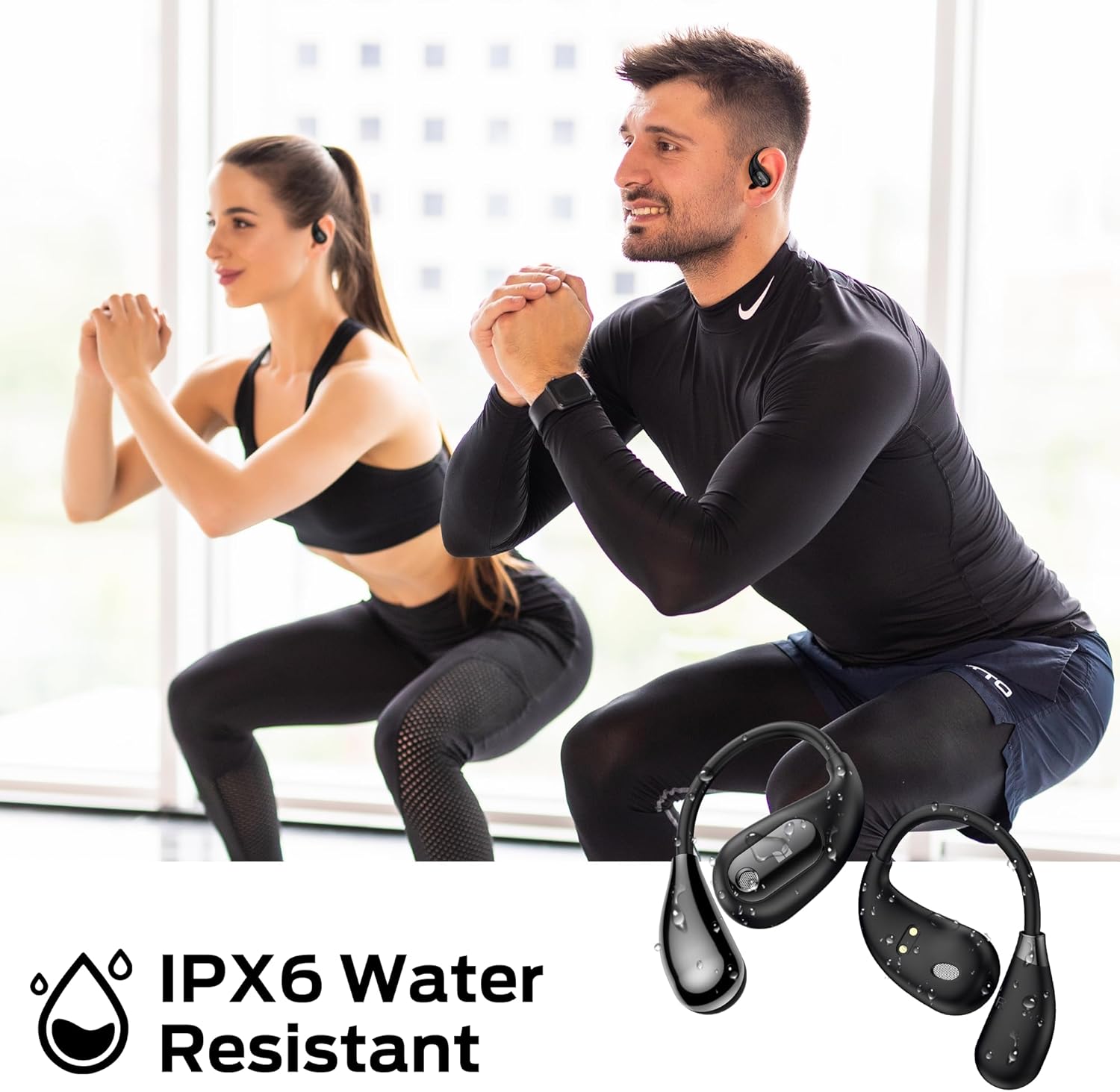 Monster Open Ear AC210 Headphones, Bluetooth 5.4 Earphones Stereo Sound, Wireless Headphones 30 Hours Playback, Type-C Charging, IPX5 Waterproof Open Ear Earbuds,Back - Image 5