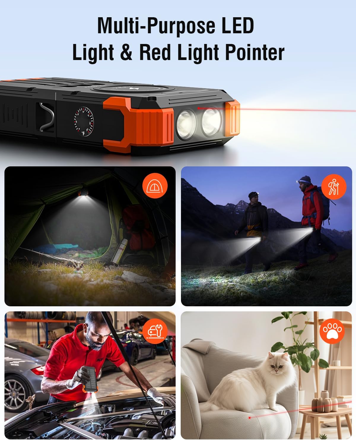 Solar Charger Power Bank, 42800mAh Wireless Portable Charger with USB-C in/Output, QC3.0 Fast Charging 15W 4 Ports Outdoor Battery Pack Built-in Dual Led Flashlights for iPhone Samsung etc - Image 5