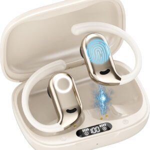 AI OWS Translation Earbuds: 3-in-1 Translator Earphones 144 Languages & Accents & 8 Offline Translation Packs HD Sound Quality Long Battery Life, Ideal for Travel & Business, Milkywhite