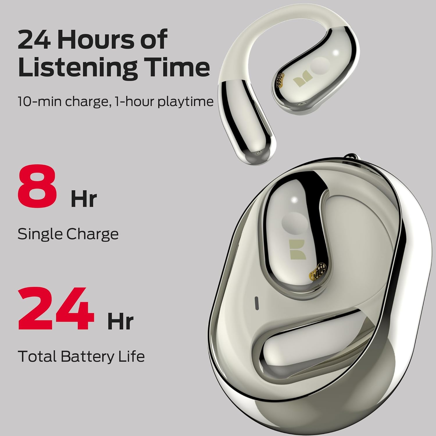 Monster Open Ear AC360, Wireless Bluetooth Rotary Earphone, with Lanyard, Upgraded Bluetooth 5.4, Touch Control, 24h Long Battery Life, IPX5 Waterproof,Long-Lasting Wear Without Fatigue - Image 4