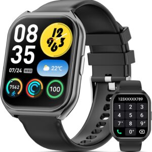 Smart Watch for Men Women, 1.85" HD Smartwatch (Answer/Make Call),Activity Fitness Tracker with Heart Rate Sleep Monitor Pedometer,100+ Sport Modes, Fitness Watch for Android iPhone (Black)