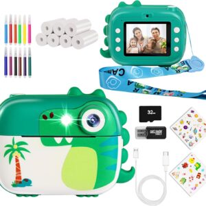 Kids Camera Instant Print,Children Digital Camera Toys with HD Video for Kids Aged 3-12,Christmas Birthday Festival Present for Girls Boys,with 7 Rolls Instant Paper
