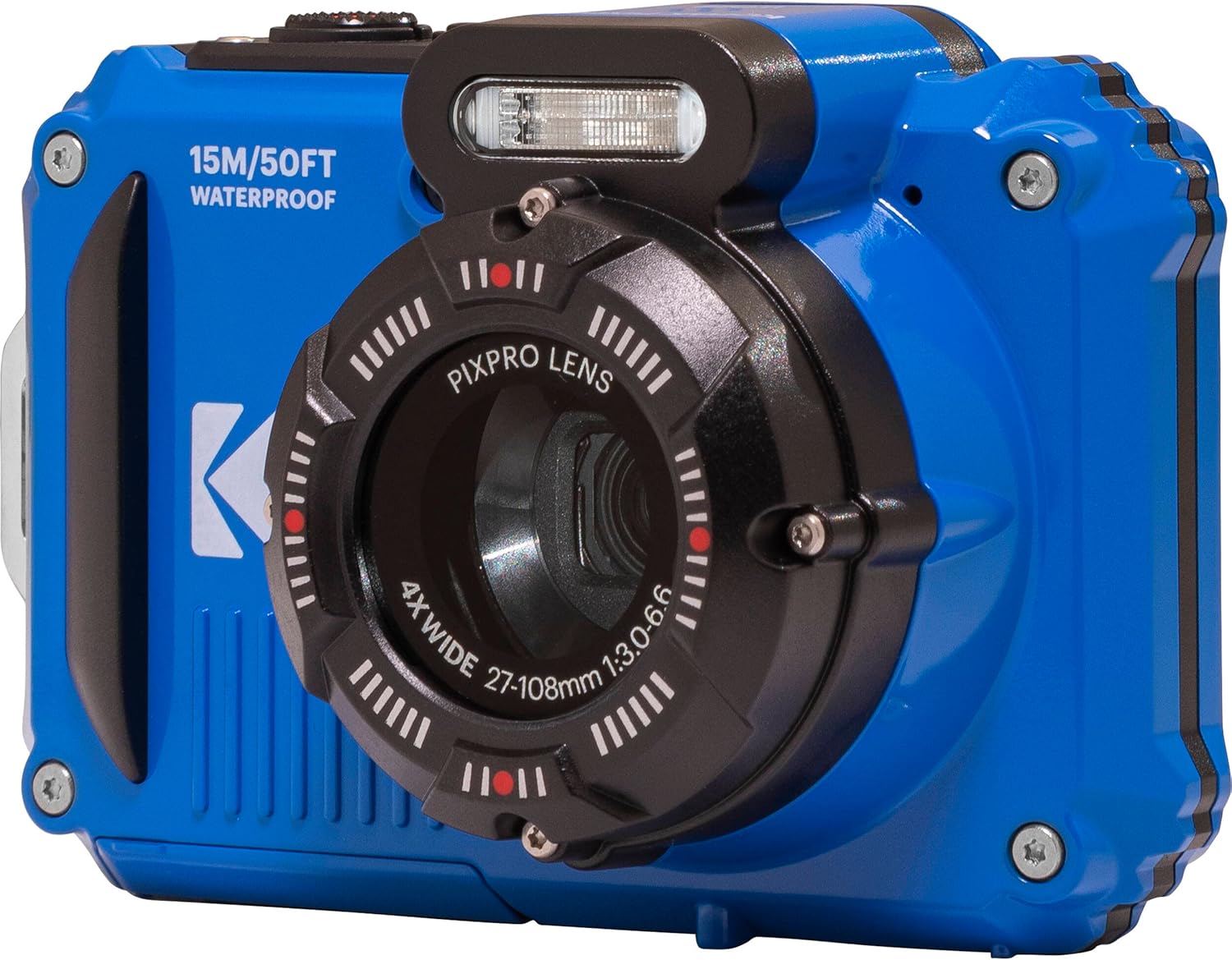 Kodak PIXPRO WPZ2 Rugged Waterproof Shockproof Digital Camera 16MP 4X Optical Zoom 1080P Full HD Video, 2.7" LCD (Blue), 32GB SD Card, Black Compact Camera Case, Floating Strap, Bundle (7 Items) - Image 4