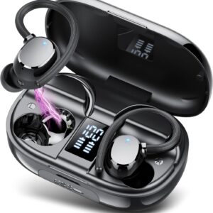 Ear buds Wireless Bluetooth Earbuds Sport 2024 NEW Bluetooth 5.3 Headphones with LED Display 128H Playtime Powerful Bass Over Ear Earphones with Earhooks IP7 Waterproof for Gym/Running/Workout