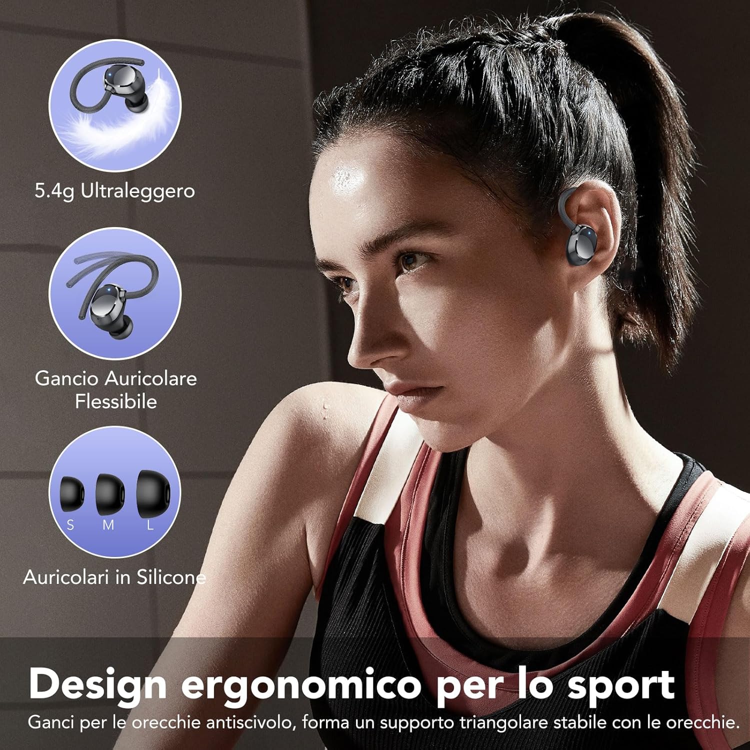 Wireless Earbuds, Bluetooth Headphones 80Hrs Deep Bass Playtime with LED Display, Sport Earphones with ENC Noise Cancelling Mic, IPX7 Waterproof Over-Ear Ear Buds with Earhooks for Workout/Running - Image 5