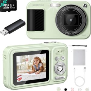 Digital Camera, Student Cameras with 32GB Card. Autofocus 48MP Point and Shoot Digital Cameras, 16X Zoom Anti-Shake Vlogging Camera, Compact Small Cameras for Boys Girls Teenagers