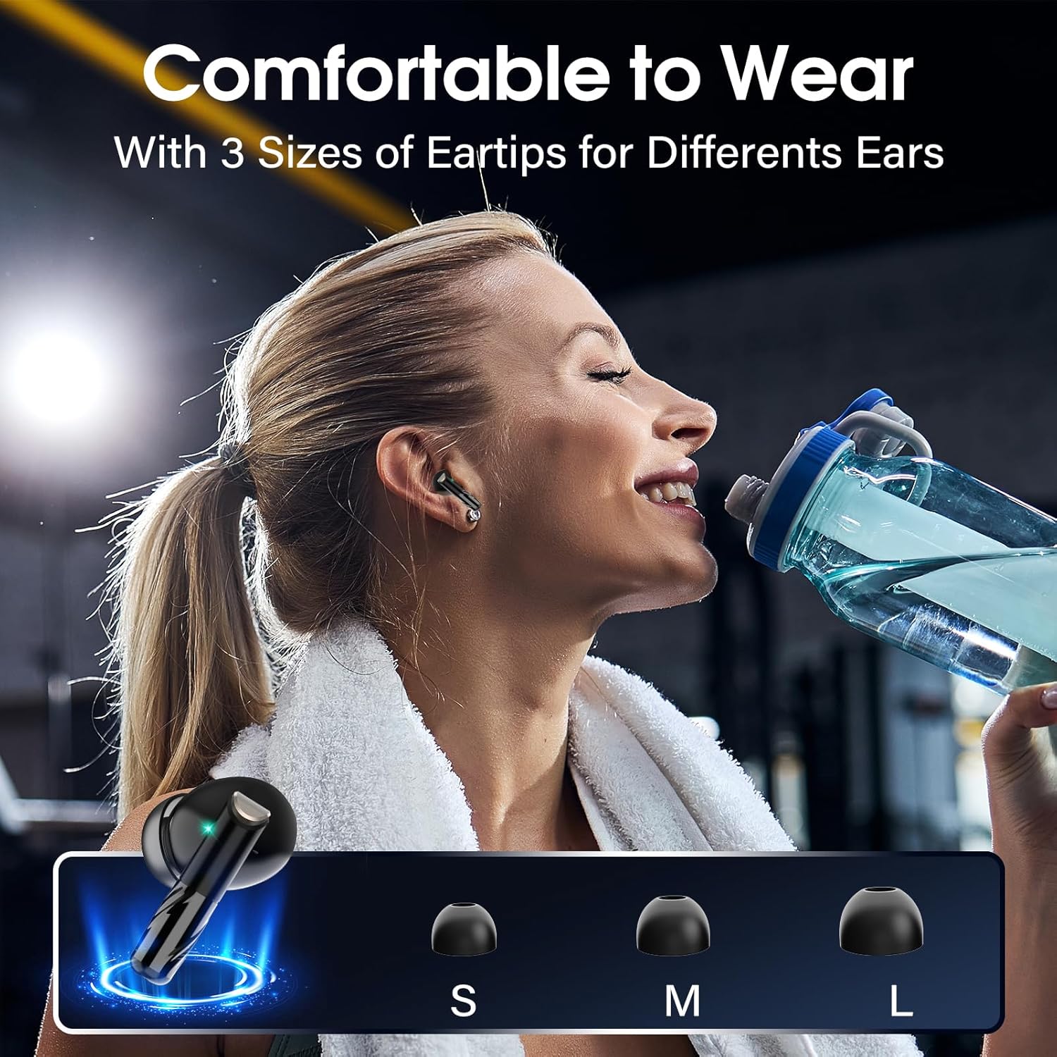 Wireless Earbuds Bluetooth 5.4 Headphones Premium Sound Ear Buds with ENC Noise Cancelling, 48H Playback in Ear Earphones with LED Display, IPX7 Waterproof Earbuds for iOS Andriod Sport/Workout/Black - Image 7