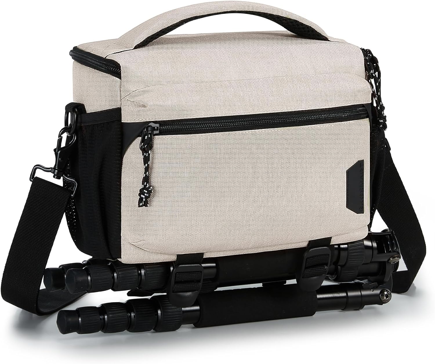 BAGSMART Small Camera Bag for Photographers, Compact Camera Shoulder Bags for DSLR/SLR/Mirrorless Cameras, Waterproof Crossbody Camera Case with Tripod Holder, Ivory White