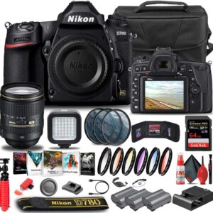 Nikon D780 DSLR Camera (Body Only) (1618) + Nikon 24-120mm Lens + 64GB Memory Card + Case + Corel Photo Software + 2 x EN-EL 15 Battery + LED Light + Filter Kit + More (International Model) (Renewed)