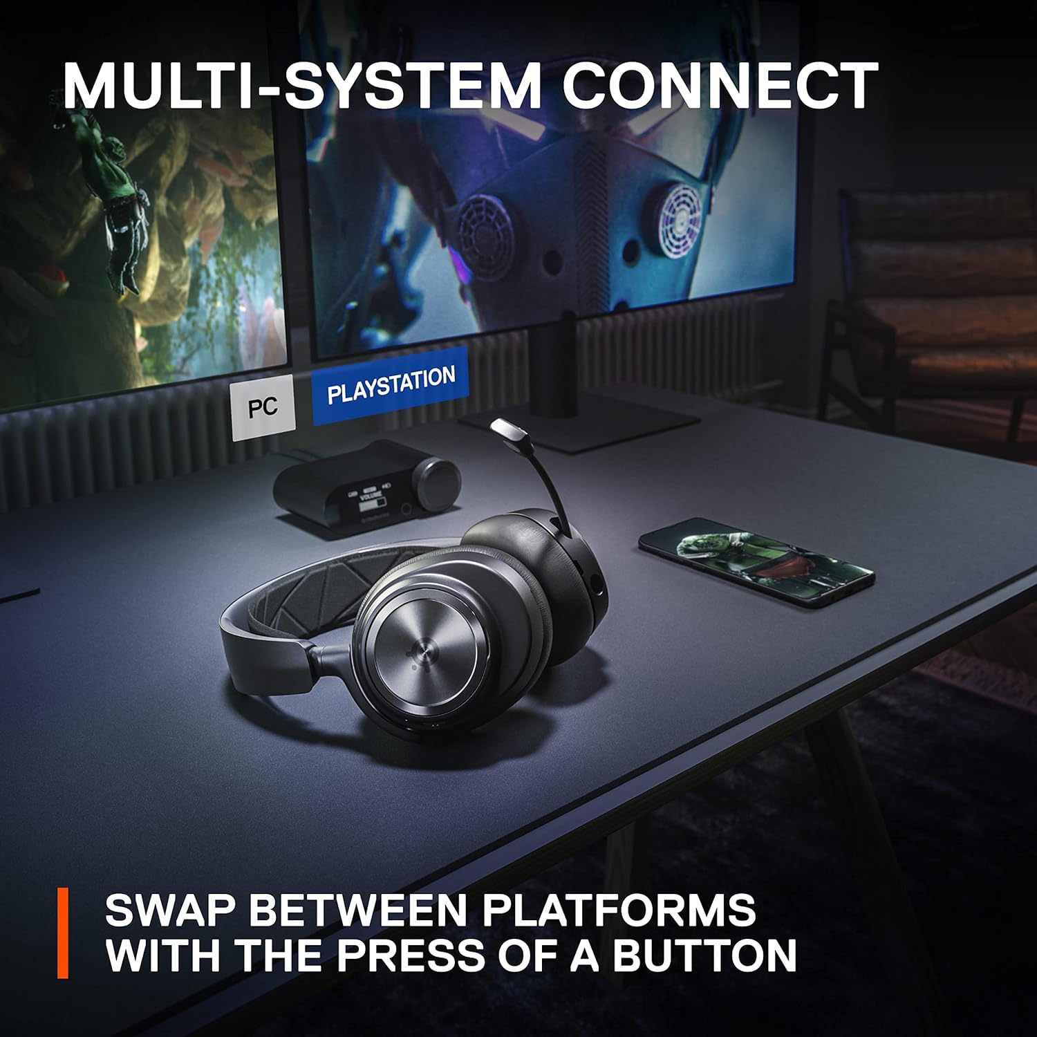 SteelSeries Arctis Nova Pro Wireless Multi-System Gaming Headset - Premium Hi-Fi Drivers - Active Noise Cancellation - Infinity Power System - Stealth Retractable Mic - PC, PS5/PS4, Switch, Mobile - Image 7